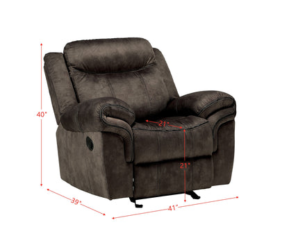 Ava Glider Velvet Recliner - Chocolate