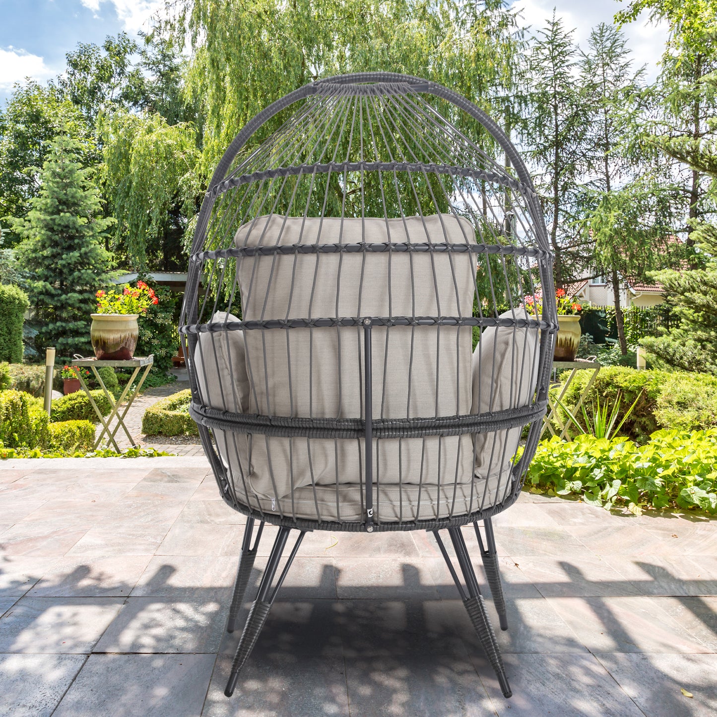 Mora Egg Wicker Outdoor Indoor Basket Chair - Beige