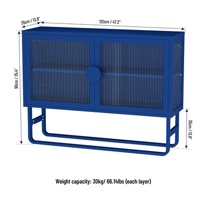 Tempered Glass Cabinet Credenza - Blue