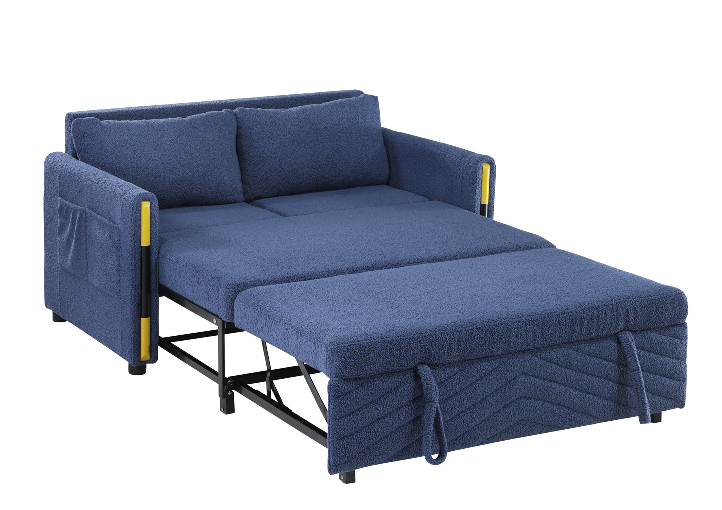 Percy Teddy Velvet Sleeper Loveseat - Navy