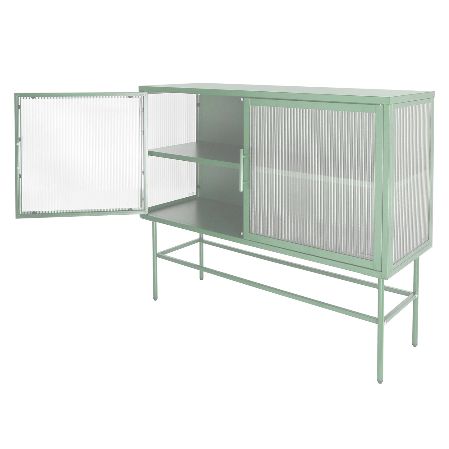 Pratt II Double Door Tempered Glass Sideboard - Mint Green