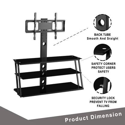 Echo Angle And Height Adjustable Tempered Glass TV Stand - Black