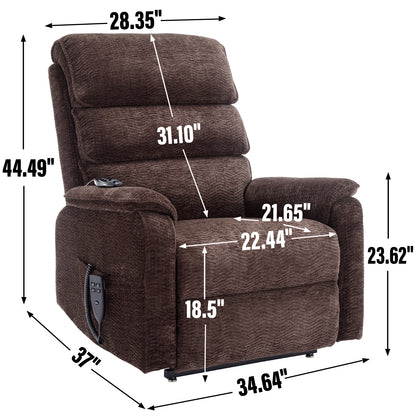 Hannah Power Lift Chenille Recliner Chair with Heat Massage - Brown