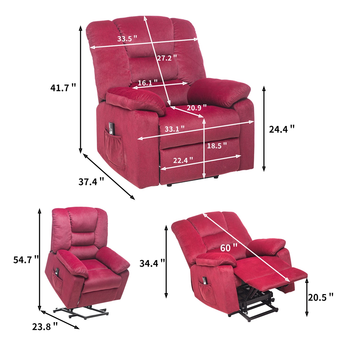 Duraplus Power Lift Recliner Chair - Red