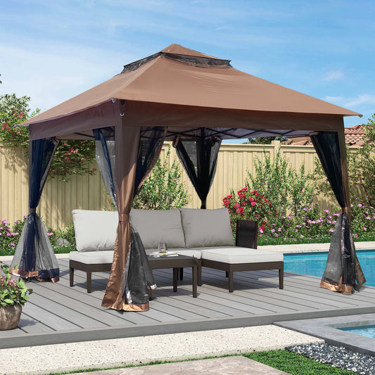 Nita 11 x 11 ft Outdoor Gazebo Canopy - Brown