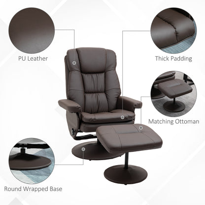 Morgan 360° Swivel Recliner Chair with Ottoman - Brown