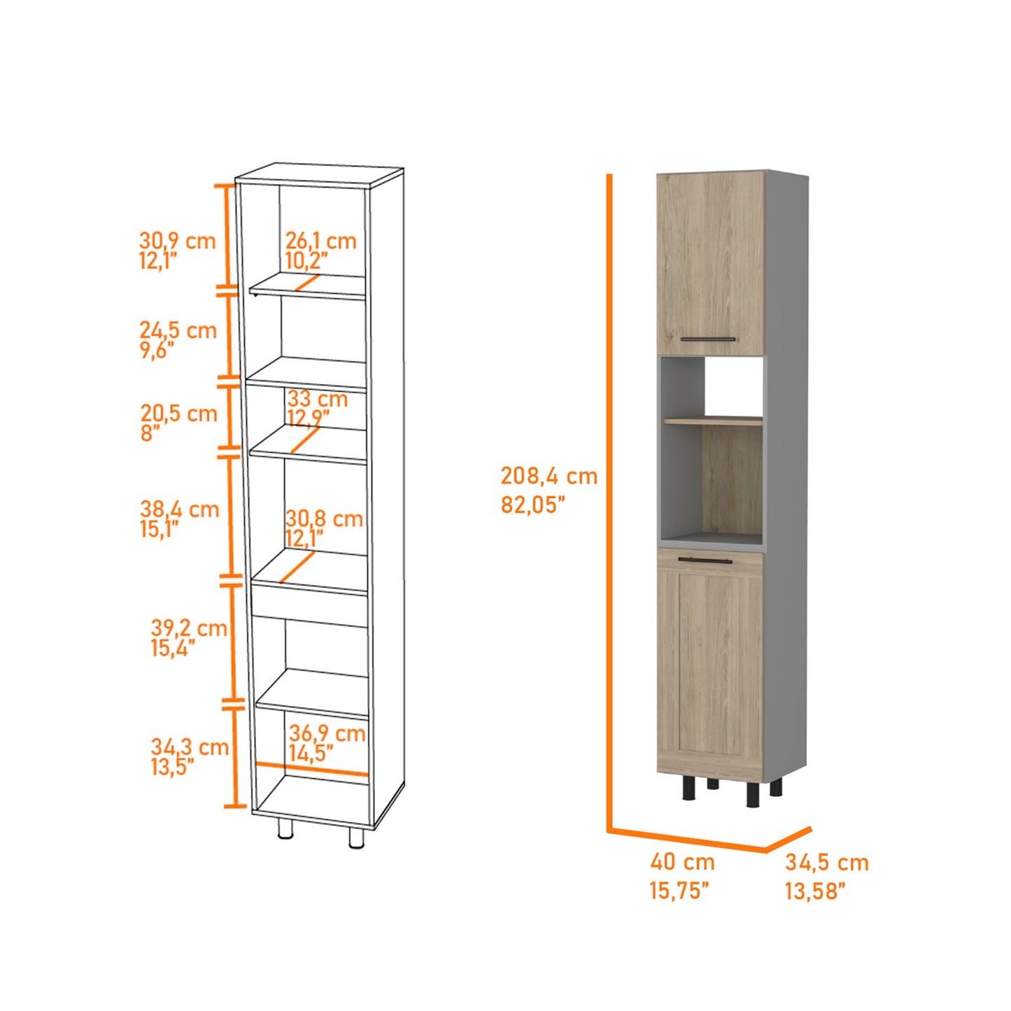 Devoux 2-Door 2-Shelf Kitchen Pantry - Light Pine/Gray
