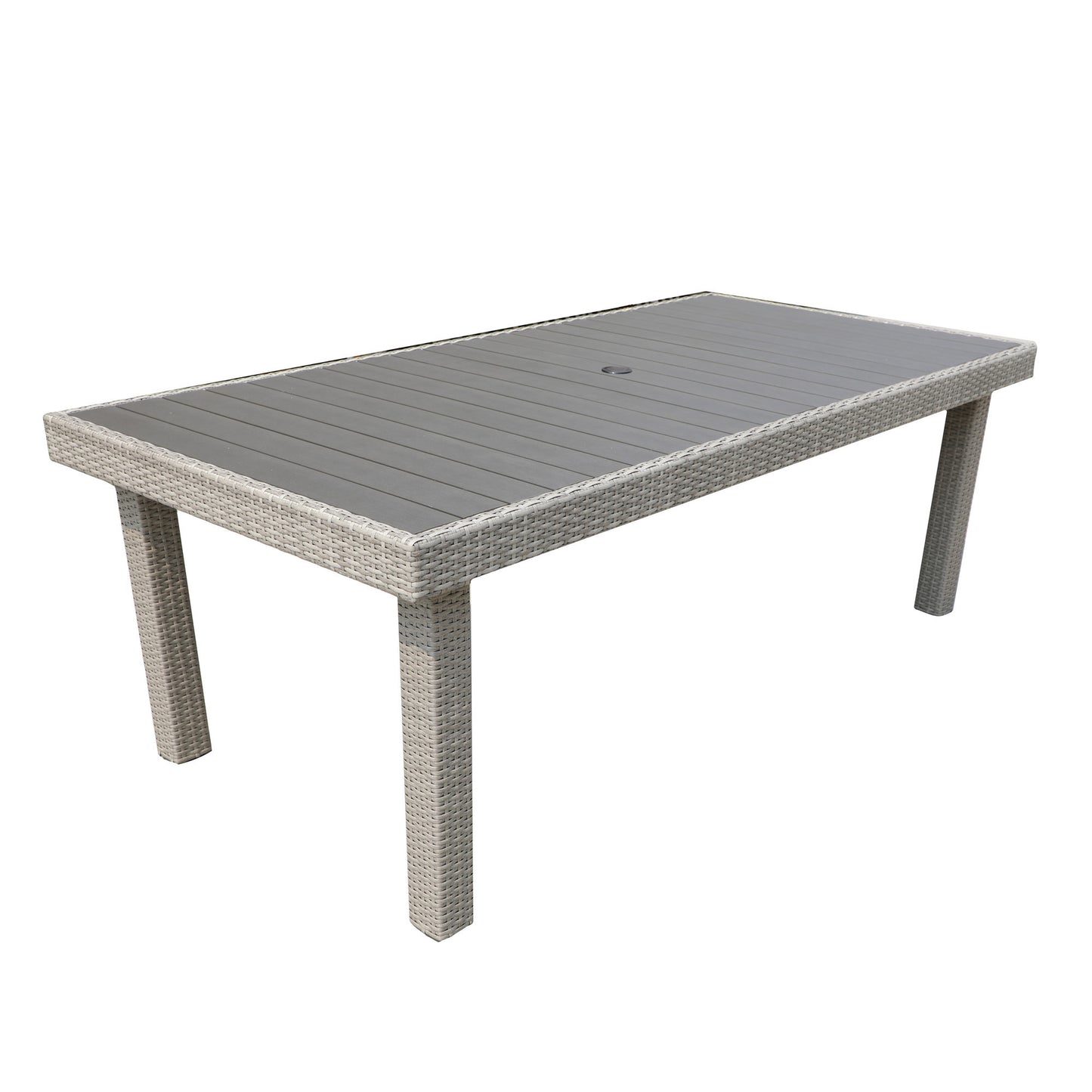 Meek Outdoor Wicker Rectangular Dining Table - Gray