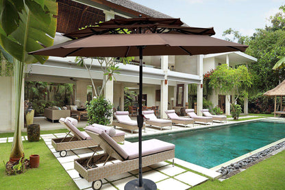 Zamora 9 ft 3-Tiers Outdoor Patio Umbrella with Crank  - Chocolate