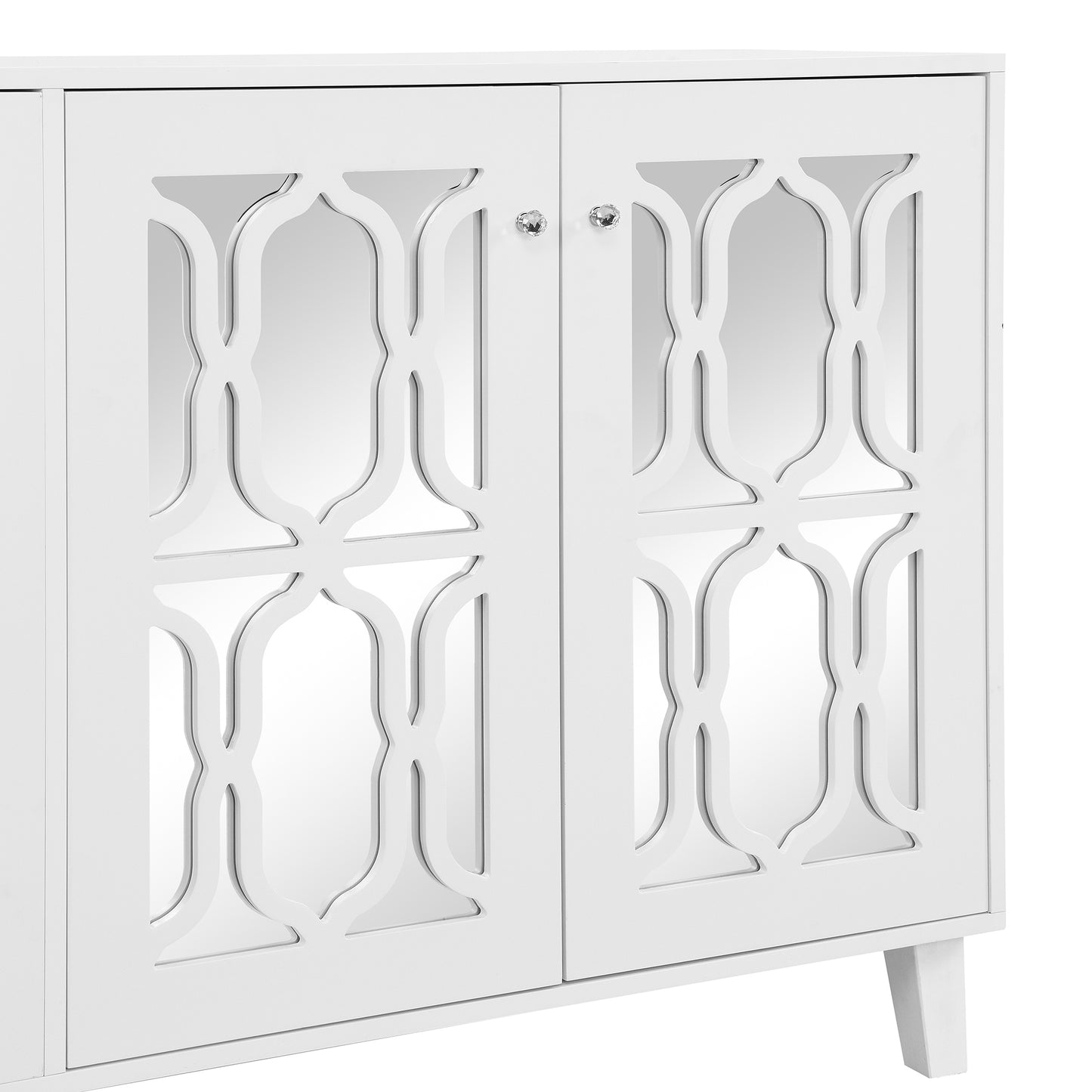 Hynes 4-Door Mirror Buffet Cabinet - White