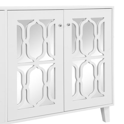 Hynes 4-Door Mirror Buffet Cabinet - White