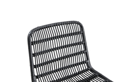 Rattan Counter Stool with Black Metal Frame -  Set of 2