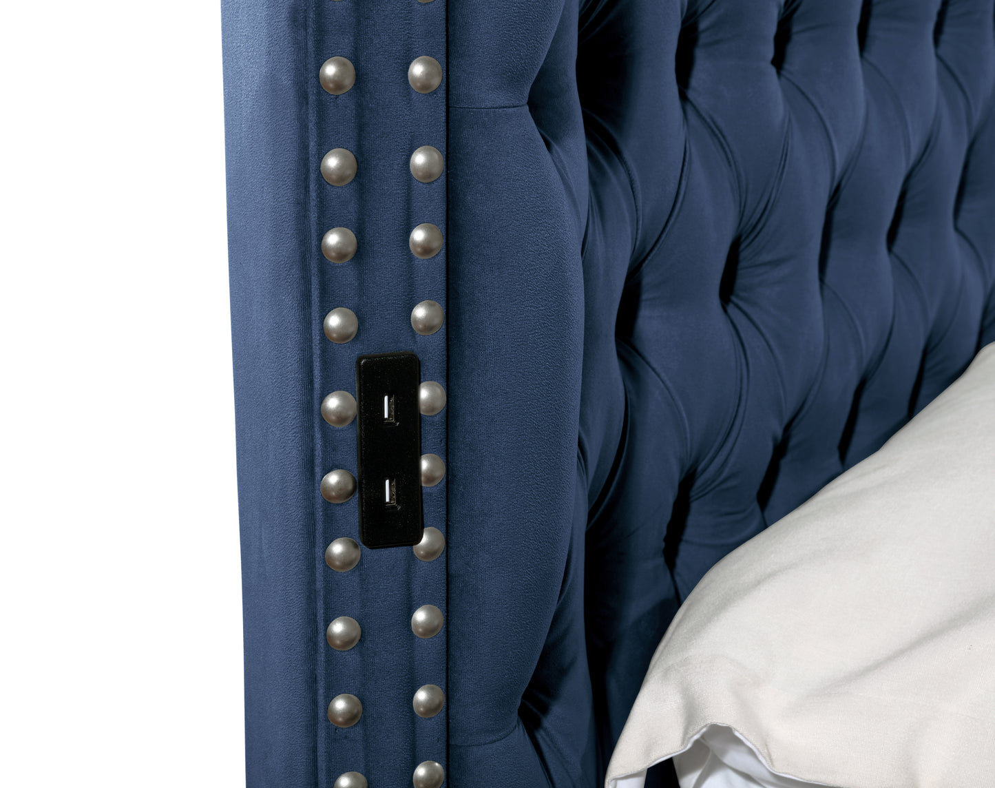 Hazel Queen Size Tufted Storage Bed - Navy Blue