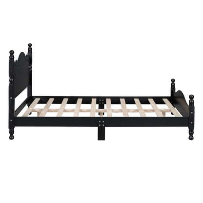 Quarto II Full Size Wood Platform Bed Frame - Black