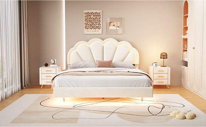 Atlantic Queen Size Platform Bed Frame withe LED - Beige