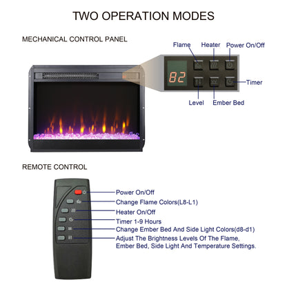 Electric Fireplace MediaTV Stand with Colorful LED Lights - Barn Wood