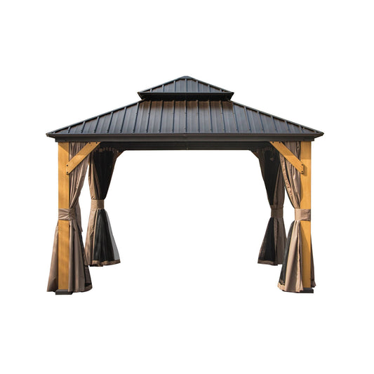 Shana 12 X 12 ft Hardtop Gazebo Outdoor Cedar Wood Frame  - Brown