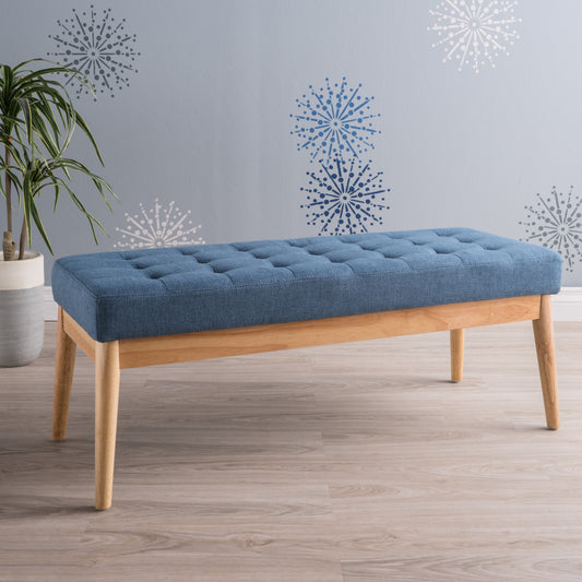 Tallu Fabric Upholstered Bench - Blue