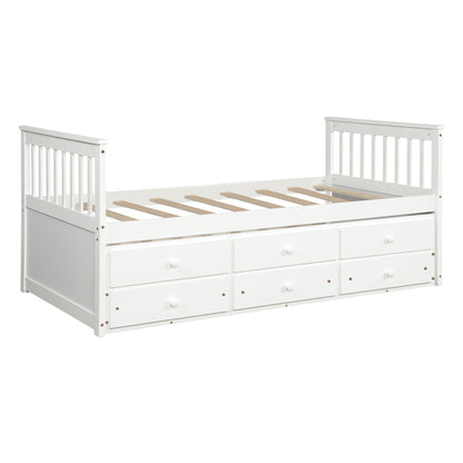 Abby Twin Daybed with Trundle Bed and Storage Drawers - White