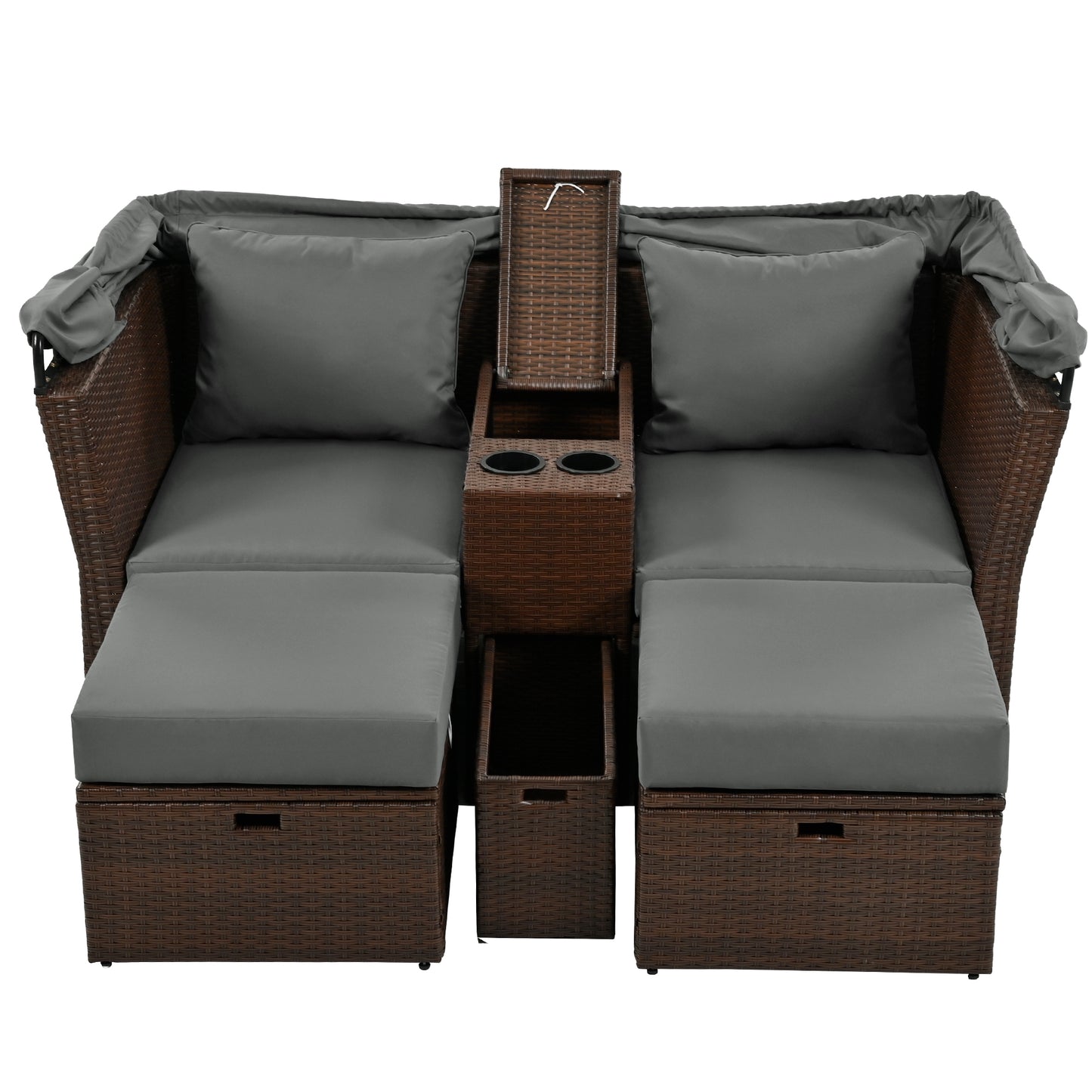 Ginson 2-Seater Outdoor Patio Daybed - Gray