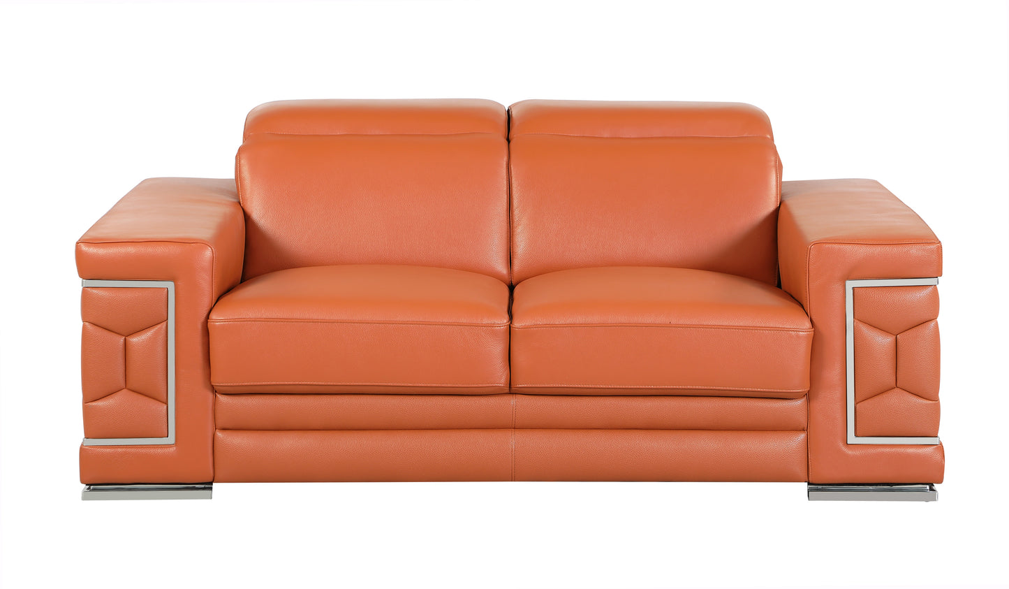 Denzel Top Grain Italian Leather Loveseat - Camel