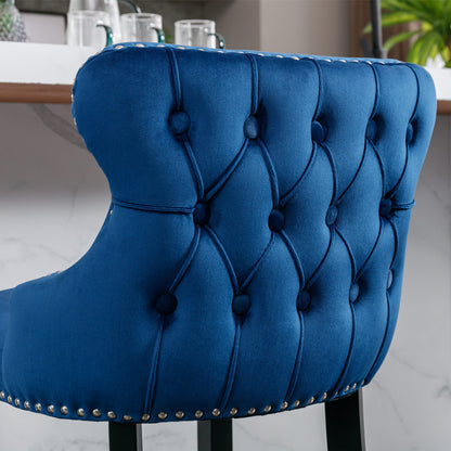 Velvet Wing-Back Barstools - Blue Set of 2