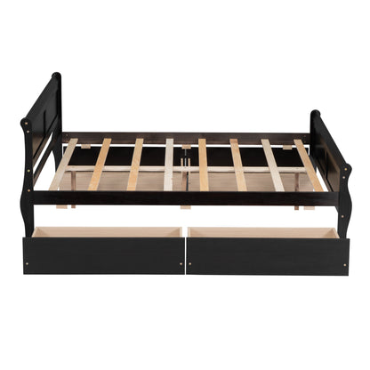 Meg Full Size Wood Platform Bed with 4 Drawers - Espresso