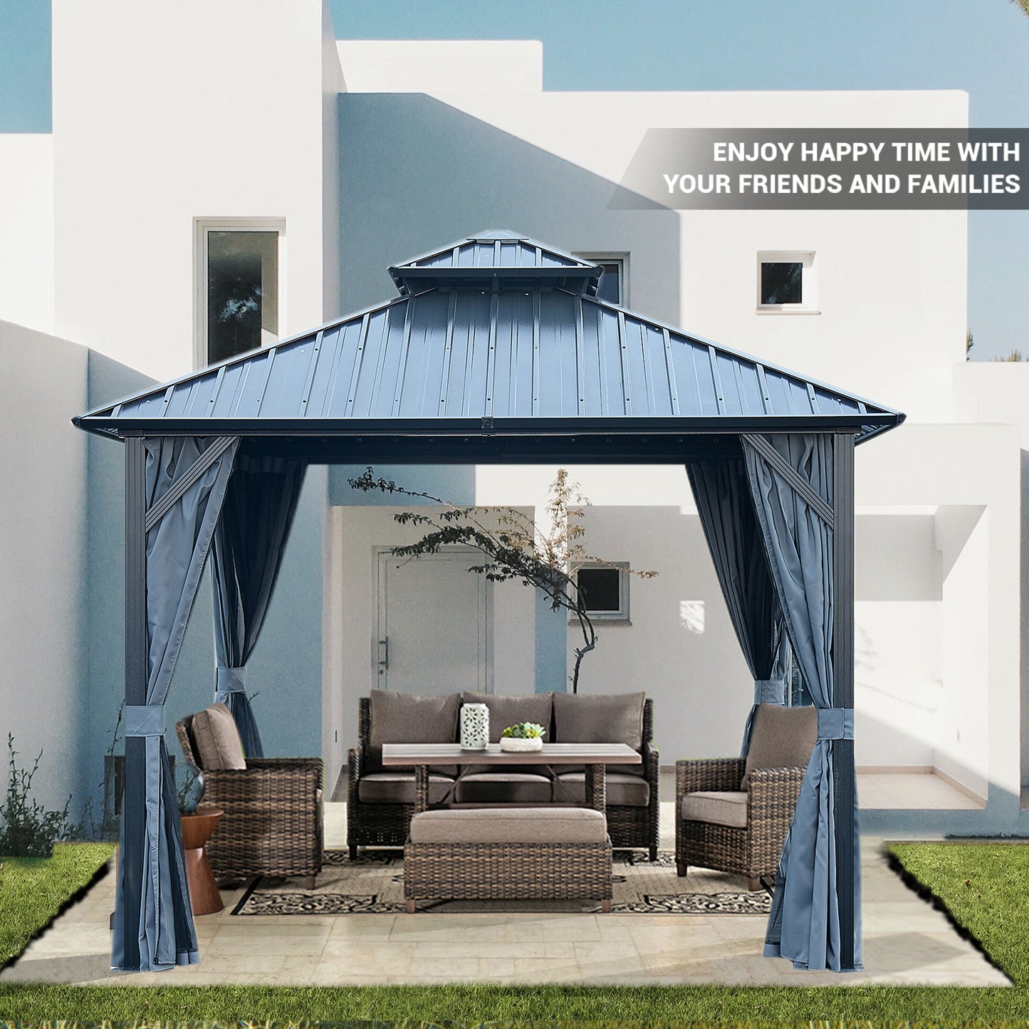 Afix 10 X 10 ft Permanent Hardtop Gazebo Canopy - Gray