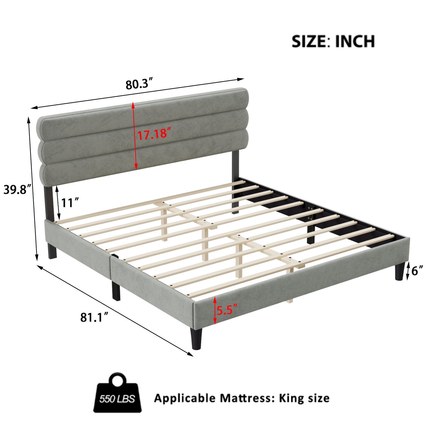 Wee King Size Bed Frame - Light Gray