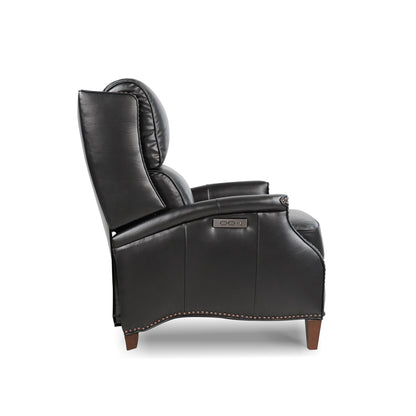 Hekkin II Genuine Top Grain Leather Power Recliner - Black