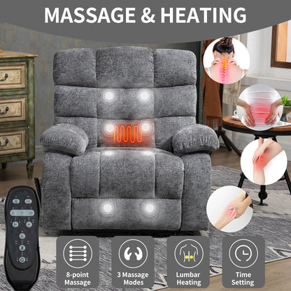 Livia Lift Recliner Chair Heat Massage Dual Motor - Gray