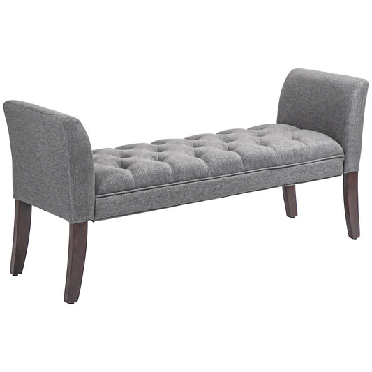 Evo Button-Tufted Bench - Dark Gray