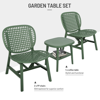 Toccara  3 Pc Retro Patio Table Chair Set - Green