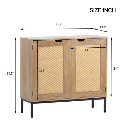 Nors Rattan Accent Storage Cabinet Set of 2