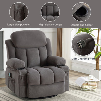 Vanbow Recliner Chair Massage Heating with USB - Gray