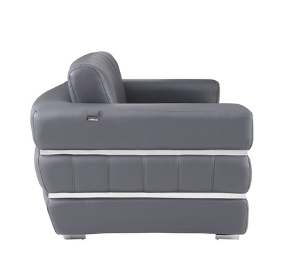 Meza Top Grain Italian Leather  Loveseat - Dark Gray