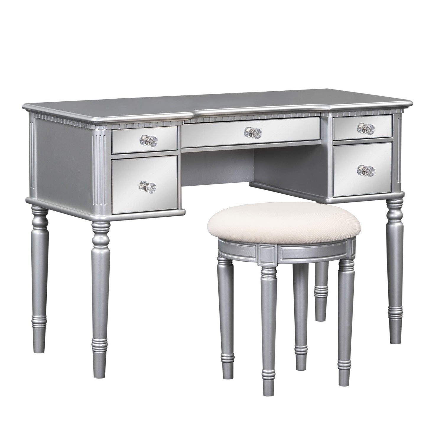 Hannah Makeup Vanity Set for Bedroom - Silver