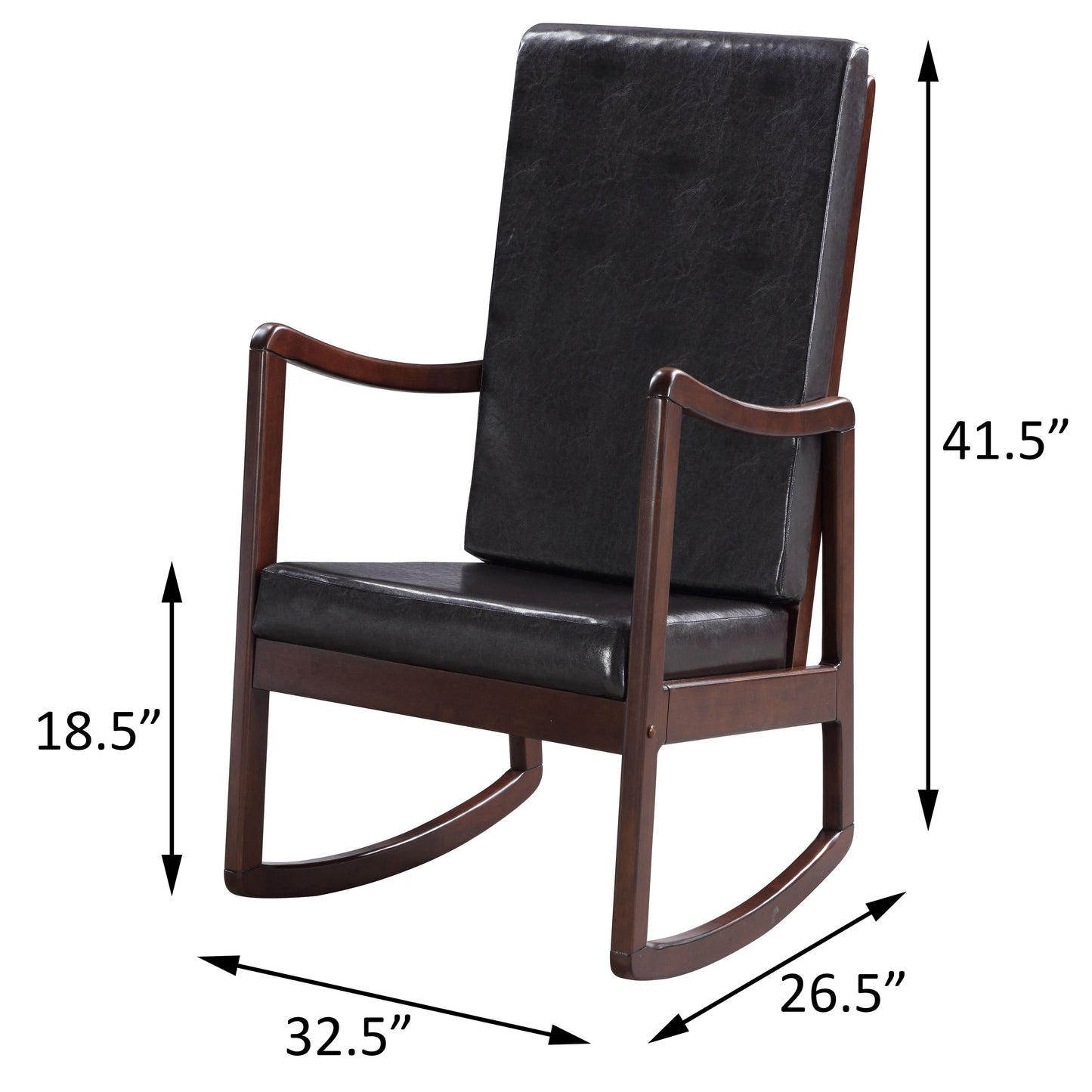 Blake Rocking Chair with Armrest - Brown+Black