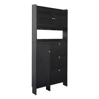 Felix III Shoe Cabinet with Open Storage Space - Black