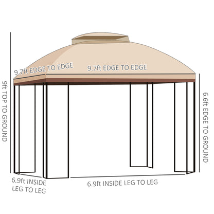 Adel 10 x 10 ft Patio Gazebo with Corner Shelves - Beige