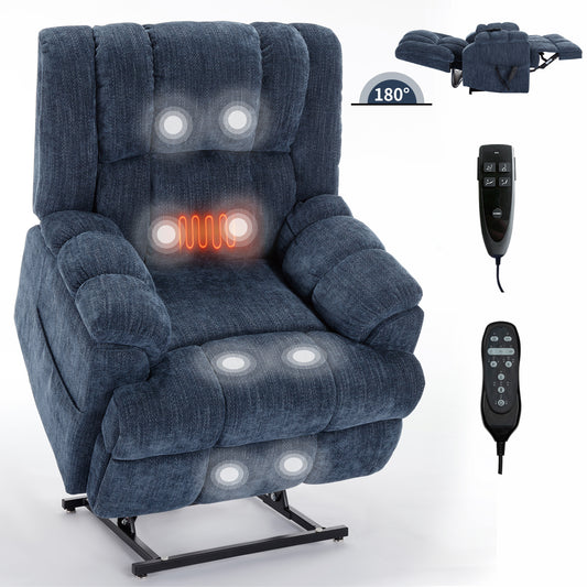 Nia Dual Motor Power Recliners Heat Massage - Blue