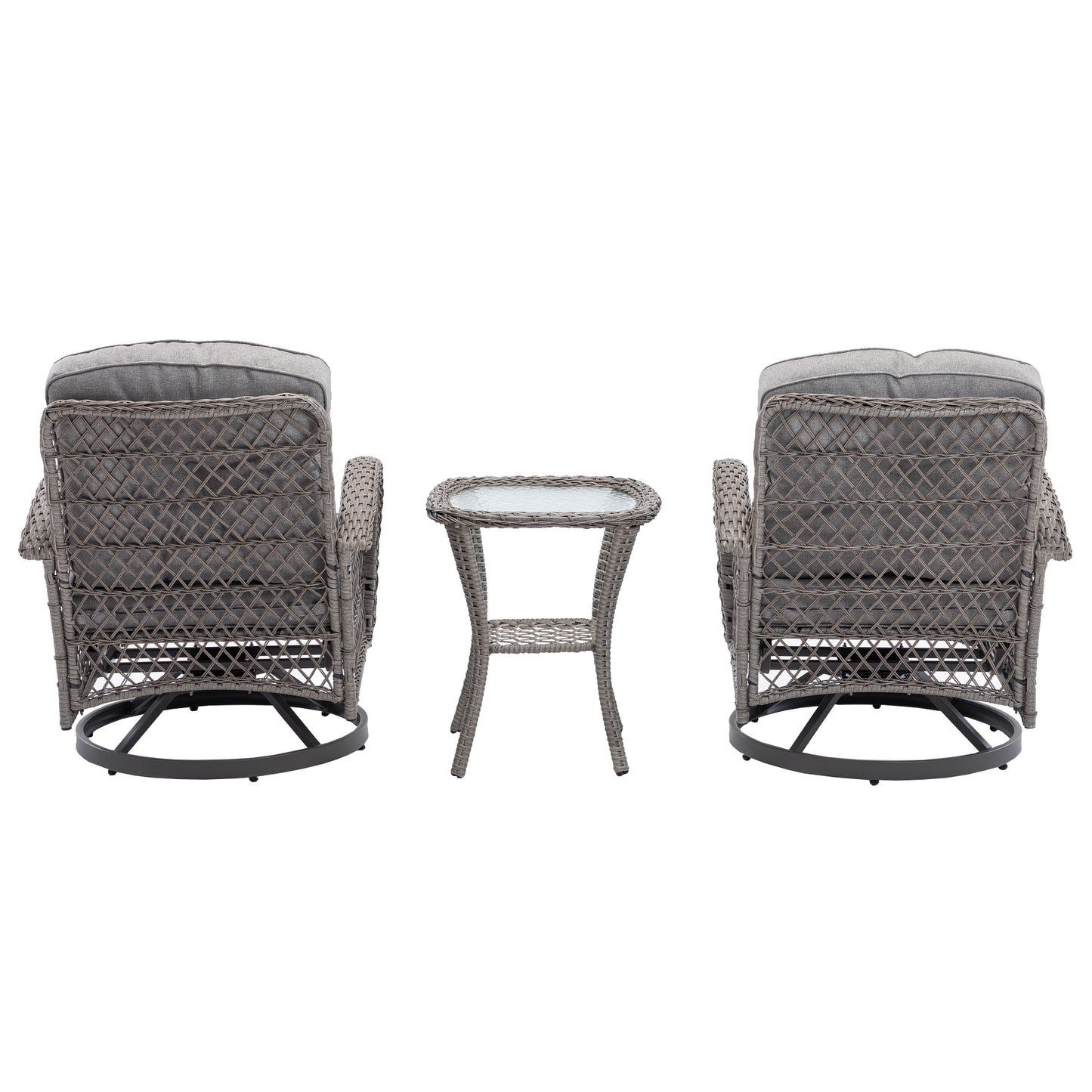 Tompkins 3 Pc Outdoor Swivel Rocker Patio Chairs - Gray