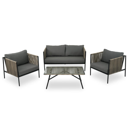 Felton 4 Pc Patio Rope Sofa Set - Gray