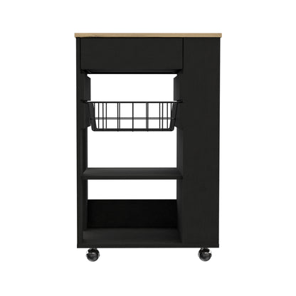 Prospect 5-Shelf 1-Drawer Kitchen Cart - Black