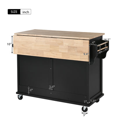 Culinary  Kitchen Cart with Countertop With Barn Door - Black