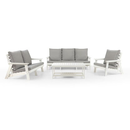 Micki Outdoor 3 Seater Sofa with Cushion - White/Gray