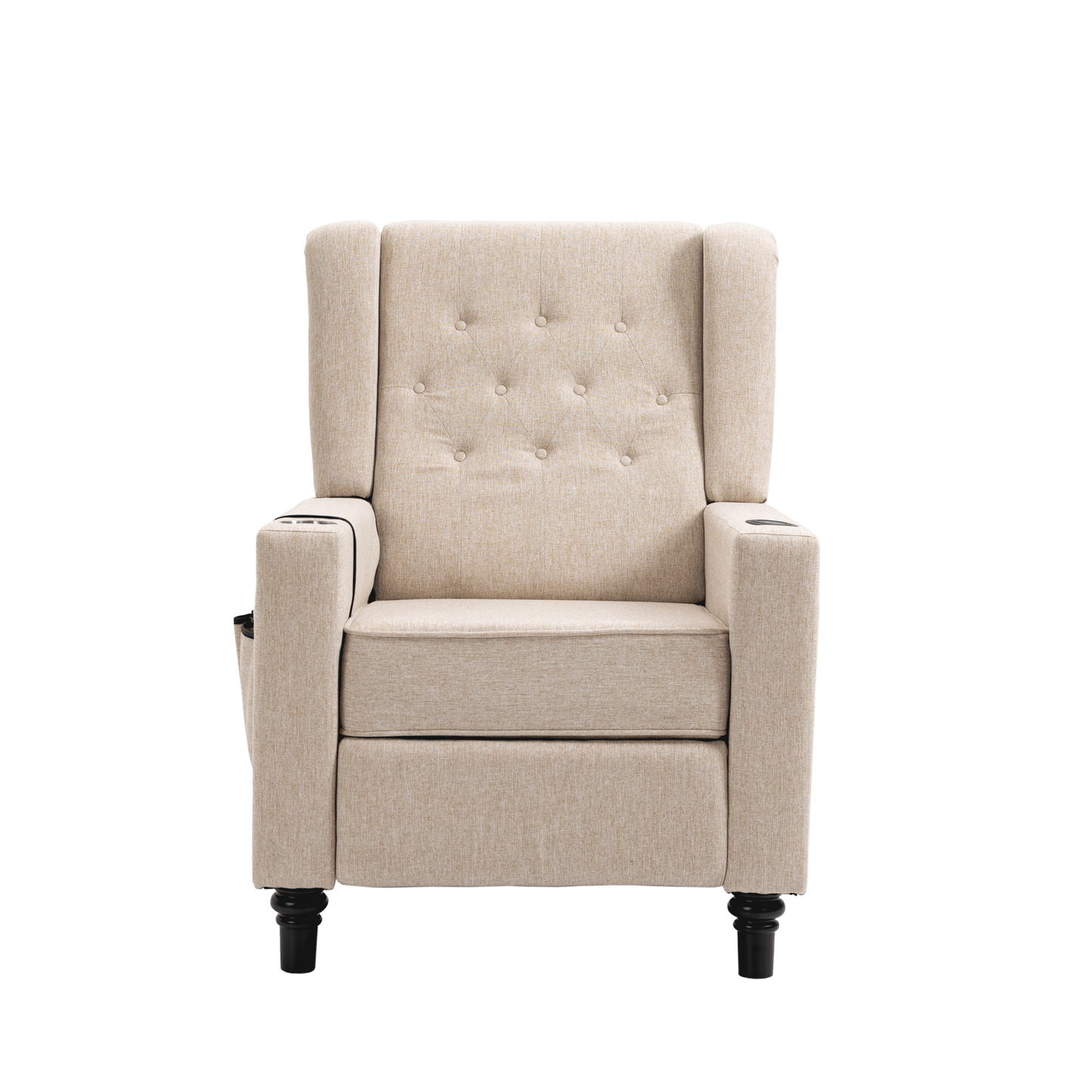 Cole Arm Pushing Fabric Recliner  - Khaki