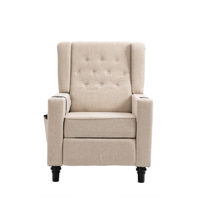 Cole Arm Pushing Fabric Recliner  - Khaki