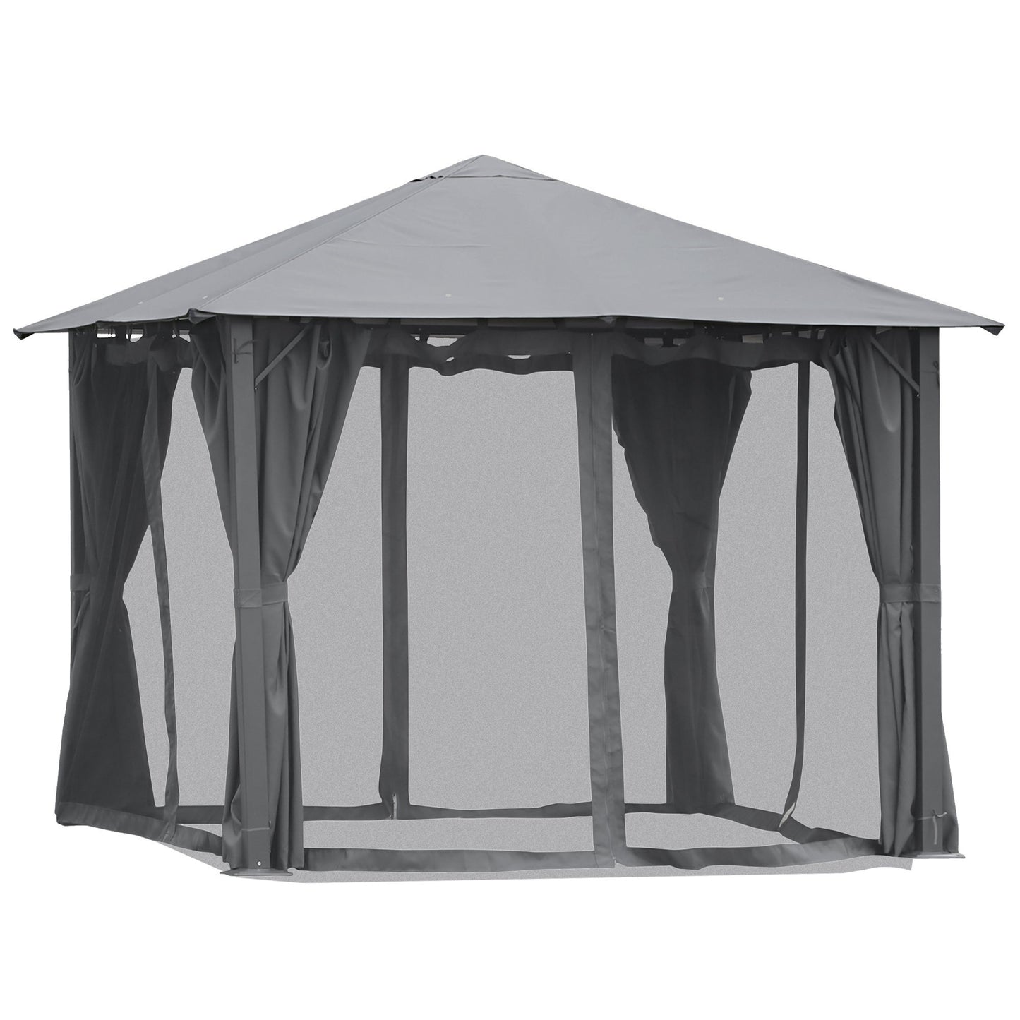 Enola 10 x 10 ft Patio Gazebo Aluminum Frame with Netting - Black