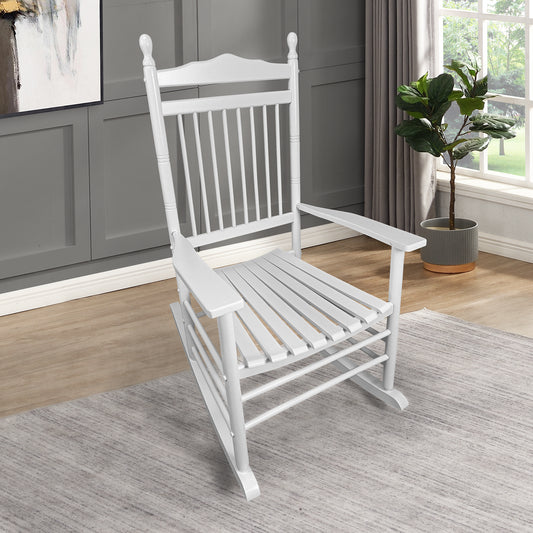 Lupe III Wooden Porch Rocker Chair - White